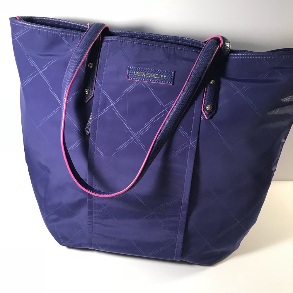 Vera Bradley Lighten Up Tote Deep Purple with Pink Trim